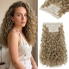 image:imageREECHO Curly Hair Extensions  4PCS 18 GoGo Curly Clip in Hair Extensions 100 Super Protein Hairpieces with Invisible Lace Weft Silky Soft Natural Look for Women  Chocolate Brown with Lighter EndsAsh Bronde