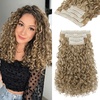 image:imageREECHO Curly Hair Extensions  4PCS 18 GoGo Curly Clip in Hair Extensions 100 Super Protein Hairpieces with Invisible Lace Weft Silky Soft Natural Look for Women  Chocolate Brown with Lighter EndsAsh Blonde