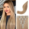 image:imageREECHO Hair Extensions 11PCS Clip in Hair Extensions 28 Long Straight hair extensions HE005 Natural Soft Synthetic Hairpieces for Women BlackDirty Blonde with Highlights