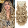 image:imageREECHO Hair Extensions 4PCS Clip in Hair Extensions HE001 Natural Soft Synthetic Hairpieces for Women Light Brown with Blonde HighlightsGolden Blonde with Highlights