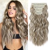 image:imageREECHO Hair Extensions 4PCS Clip in Hair Extensions HE001 Natural Soft Synthetic Hairpieces for Women Light Brown with Blonde HighlightsLight Ash Brown with Highlights