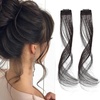 image:imageREECHO Long Side Air Bangs Wavy Curly Clip in Curtain Bangs Front Side Bangs FaceFraming Highlights for Women Daily Use 2 PCS Set Long TemplesBlack Brown