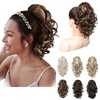 image:imageREECHO Ponytail Extension 12 Classic Loose Curly Wavy Claw Clip Ponytail Wig Extensions Hairpieces for Women  Platinum BlondeChestnut Brown with Highlights