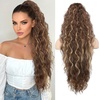image:imageREECHO Ponytail Extension 30 Long Claw Clip Ponytail Extension for Women Curly Pony Tails Hair Extensions Clip in Synthetic Hairpiece for Women Platinum BlondeChestnut Brown with Golden Highlights