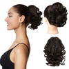 image:imageREECHO Ponytail Extension 9 Claw Clip in Short Curly Wavy Pony Hair Extension Jaw Clip on Pony Tail HP001 Hairpiece for Women  Chocolate Brown with HighlightsDeep Brown