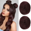 image:imageREECHO Space Bun Hair Pieces 2 PCS Mini Claw Clip in Messy amp Cat Ears Fake Hair Bun Extensions HB001 Wig Accessory Updo Hairpieces for Women Pack of 235 Wavy Black BrownBurgundy