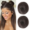 image:imageREECHO Space Bun Hair Pieces 2 PCS Mini Claw Clip in Messy amp Cat Ears Fake Hair Bun Extensions HB001 Wig Accessory Updo Hairpieces for Women Pack of 235 Wavy Black BrownCool Dark Brown