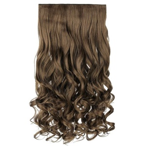 image:imageREECHO 24 1Pack 34 Full Head Curly Wave Clips in on Synthetic Hair Extensions HE008 Hairpieces for Women 5 Clips per PieceNatural BlackAsh Light Brown