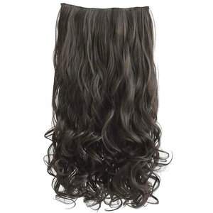 image:imageREECHO 24 1Pack 34 Full Head Curly Wave Clips in on Synthetic Hair Extensions HE008 Hairpieces for Women 5 Clips per PieceNatural BlackBlack Brown