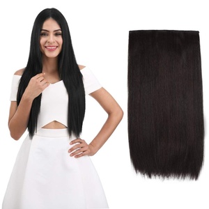 image:imageREECHO 24 1Pack 34 Full Head Curly Wave Clips in on Synthetic Hair Extensions HE008 Hairpieces for Women 5 Clips per PieceNatural BlackBlack BrownStraight