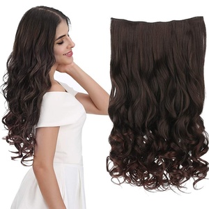 image:imageREECHO 24 1Pack 34 Full Head Curly Wave Clips in on Synthetic Hair Extensions HE008 Hairpieces for Women 5 Clips per PieceNatural BlackDark Brown