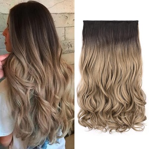 image:imageREECHO 24 1Pack 34 Full Head Curly Wave Clips in on Synthetic Hair Extensions HE008 Hairpieces for Women 5 Clips per PieceNatural BlackDark Brown to Ash Blonde