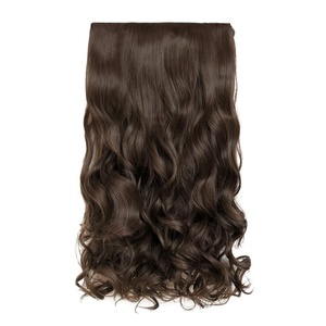 image:imageREECHO 24 1Pack 34 Full Head Curly Wave Clips in on Synthetic Hair Extensions HE008 Hairpieces for Women 5 Clips per PieceNatural BlackDark Chocolate Brown