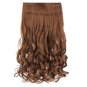 image:imageREECHO 24 1Pack 34 Full Head Curly Wave Clips in on Synthetic Hair Extensions HE008 Hairpieces for Women 5 Clips per PieceNatural BlackLinen