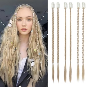 image:imageREECHO 6PCS Clip in Braid Hair Extensions for Women 14 Inch Clip in Braids Synthetic Braided Hairpieces for Daily Costume Party Medium Blonde with Pale HighlightsMedium Blonde with Pale Highlights