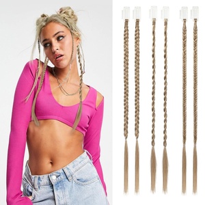 image:imageREECHO 6PCS Clip in Braid Hair Extensions for Women 14 Inch Clip in Braids Synthetic Braided Hairpieces for Daily Costume Party Medium Blonde with Pale HighlightsMedium Blonde with Blonde Highlights