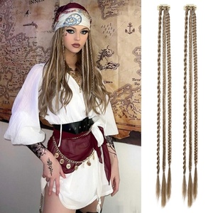 image:imageREECHO Clip in Braid Hair Extensions 6 PCS Baby Braids 3 Braids on One Clip 22 Long Natural Soft Synthetic Hairpieces Black BrownDark Blonde