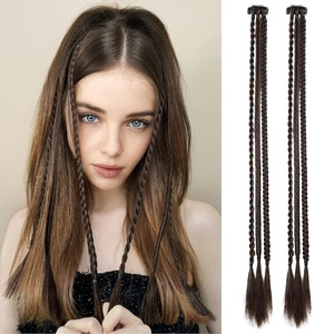 image:imageREECHO Clip in Braid Hair Extensions 6 PCS Baby Braids 3 Braids on One Clip 22 Long Natural Soft Synthetic Hairpieces Black BrownDark Chocolate Brown