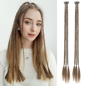 image:imageREECHO Clip in Braid Hair Extensions 6 PCS Baby Braids 3 Braids on One Clip 22 Long Natural Soft Synthetic Hairpieces Black BrownLight Ash Brown with Highlights