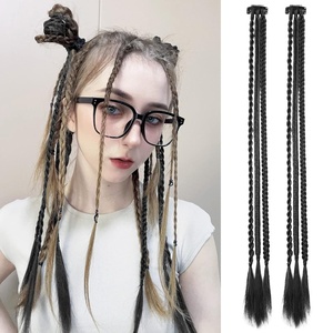 image:imageREECHO Clip in Braid Hair Extensions 6 PCS Baby Braids 3 Braids on One Clip 22 Long Natural Soft Synthetic Hairpieces Black BrownNatural Black