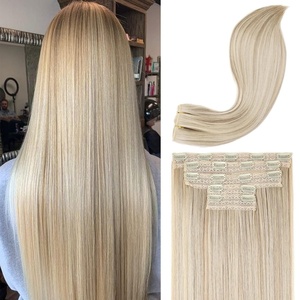 image:imageREECHO Clip in Hair Extensions Hair Extensions Thick Long Lace Weft Lightweight Synthetic Hairpieces for Women 24 Inch240 GramPack of 5 Chocolate Brown with Golden Blonde HighlightsDark Ash Blonde