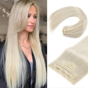image:imageREECHO Clip in Hair Extensions Hair Extensions Thick Long Lace Weft Lightweight Synthetic Hairpieces for Women 24 Inch240 GramPack of 5 Chocolate Brown with Golden Blonde HighlightsPlatinum Blonde