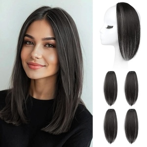 image:imageREECHO Clip in Hair Volumizer 2PCS 12 inch Short Thick Clip in Hairpieces Adding Extra Volume Hair Extensions for Women  Dark Brown with HighlightsBlack Brown