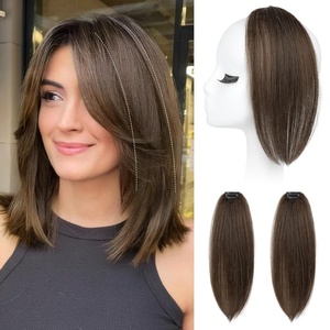 image:imageREECHO Clip in Hair Volumizer 2PCS 12 inch Short Thick Clip in Hairpieces Adding Extra Volume Hair Extensions for Women  Dark Brown with HighlightsChocolate Brown