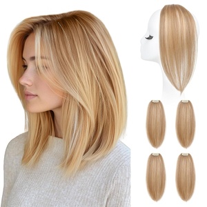 image:imageREECHO Clip in Hair Volumizer 2PCS 12 inch Short Thick Clip in Hairpieces Adding Extra Volume Hair Extensions for Women  Dark Brown with HighlightsDark Blonde