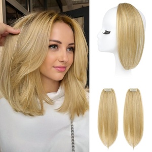 image:imageREECHO Clip in Hair Volumizer 2PCS 12 inch Short Thick Clip in Hairpieces Adding Extra Volume Hair Extensions for Women  Dark Brown with HighlightsGolden Blonde