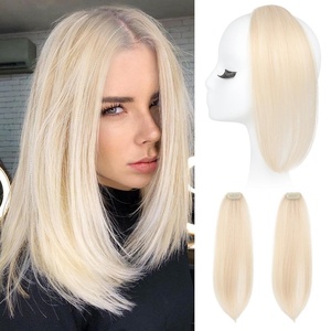 image:imageREECHO Clip in Hair Volumizer 2PCS 12 inch Short Thick Clip in Hairpieces Adding Extra Volume Hair Extensions for Women  Dark Brown with HighlightsLight Blonde