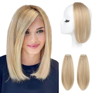 image:imageREECHO Clip in Hair Volumizer 2PCS 12 inch Short Thick Clip in Hairpieces Adding Extra Volume Hair Extensions for Women  Dark Brown with HighlightsMedium Blonde