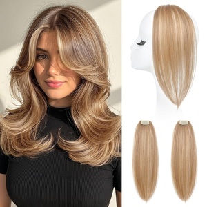 image:imageREECHO Clip in Hair Volumizer 2PCS 12 inch Short Thick Clip in Hairpieces Adding Extra Volume Hair Extensions for Women  Dark Brown with HighlightsMixed Honey Blonde