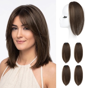 image:imageREECHO Clip in Hair Volumizer 2PCS 12 inch Short Thick Clip in Hairpieces Adding Extra Volume Hair Extensions for Women  Dark Brown with HighlightsWalnut Brown