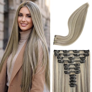 image:imageREECHO Hair Extensions 11PCS Clip in Hair Extensions 28 Long Straight hair extensions HE005 Natural Soft Synthetic Hairpieces for Women BlackAsh Brown with Highlights