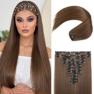 image:imageREECHO Hair Extensions 11PCS Clip in Hair Extensions 28 Long Straight hair extensions HE005 Natural Soft Synthetic Hairpieces for Women BlackChestnut Brown