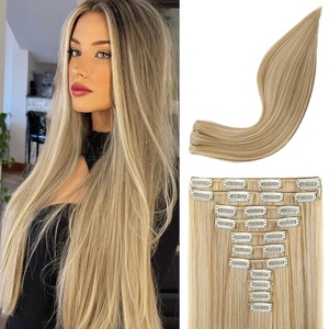 image:imageREECHO Hair Extensions 11PCS Clip in Hair Extensions 28 Long Straight hair extensions HE005 Natural Soft Synthetic Hairpieces for Women BlackDark Blonde with Highlights