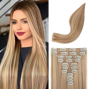 image:imageREECHO Hair Extensions 11PCS Clip in Hair Extensions 28 Long Straight hair extensions HE005 Natural Soft Synthetic Hairpieces for Women BlackDirty Blonde with Highlights
