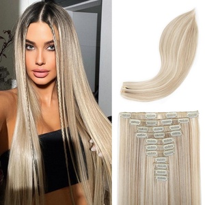 image:imageREECHO Hair Extensions 11PCS Clip in Hair Extensions 28 Long Straight hair extensions HE005 Natural Soft Synthetic Hairpieces for Women BlackHoney Blonde with Highlights