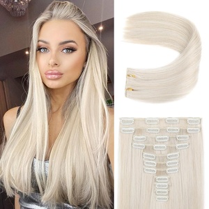 image:imageREECHO Hair Extensions 11PCS Clip in Hair Extensions 28 Long Straight hair extensions HE005 Natural Soft Synthetic Hairpieces for Women BlackPearl Platinum