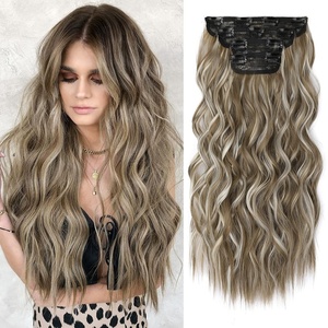 image:imageREECHO Hair Extensions 4PCS Clip in Hair Extensions HE001 Natural Soft Synthetic Hairpieces for Women Light Brown with Blonde HighlightsLight Brown with Highlights