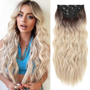 image:imageREECHO Hair Extensions 4PCS Clip in Hair Extensions HE001 Natural Soft Synthetic Hairpieces for Women Light Brown with Blonde HighlightsOmbre Ash Brown to Blonde