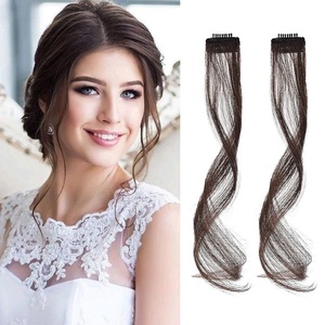 image:imageREECHO Long Side Air Bangs Wavy Curly Clip in Curtain Bangs Front Side Bangs FaceFraming Highlights for Women Daily Use 2 PCS Set Long TemplesDark Brown