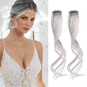 image:imageREECHO Long Side Air Bangs Wavy Curly Clip in Curtain Bangs Front Side Bangs FaceFraming Highlights for Women Daily Use 2 PCS Set Long TemplesGreyBrownSilverWhite Mixed