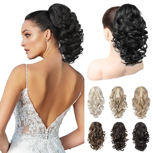 image:imageREECHO Ponytail Extension 12 Classic Loose Curly Wavy Claw Clip Ponytail Wig Extensions Hairpieces for Women  Platinum BlondeBlack