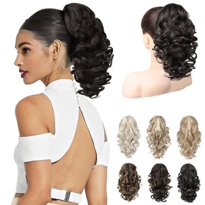 image:imageREECHO Ponytail Extension 12 Classic Loose Curly Wavy Claw Clip Ponytail Wig Extensions Hairpieces for Women  Platinum BlondeBlack Brown