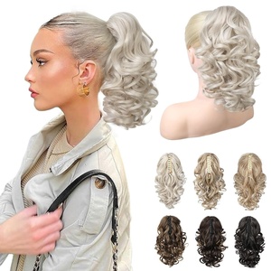 image:imageREECHO Ponytail Extension 12 Classic Loose Curly Wavy Claw Clip Ponytail Wig Extensions Hairpieces for Women  Platinum BlondePlatinum Blonde