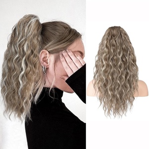image:imageREECHO Ponytail Extension 14 Inch Curly Claw Pony Tails Hair Extensions Clip in Ponytail Hair Extensions Natural Synthetic Hairpiece for Women Everyday Wear  Platinum BlondeAsh Brown with Platium Highlights
