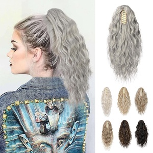 image:imageREECHO Ponytail Extension 14 Inch Curly Claw Pony Tails Hair Extensions Clip in Ponytail Hair Extensions Natural Synthetic Hairpiece for Women Everyday Wear  Platinum BlondeGreyBrownSilverWhite Mixed
