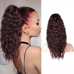 image:imageREECHO Ponytail Extension 14 Inch Curly Claw Pony Tails Hair Extensions Clip in Ponytail Hair Extensions Natural Synthetic Hairpiece for Women Everyday Wear  Platinum BlondeBurgundy